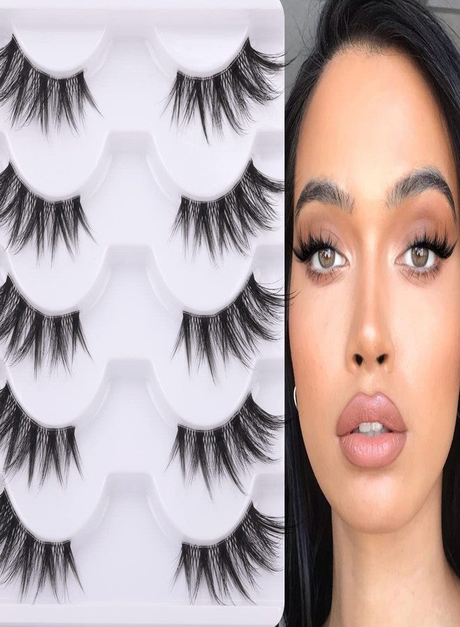 zanlufly Half Lashes Manga Natural Wispy 3/4 False Eyelashes Cat Eye Lashes Volume Clear Band False Lashes that Look Like Extensions Soft Handmade Reusable Lashes Pack - Image 2